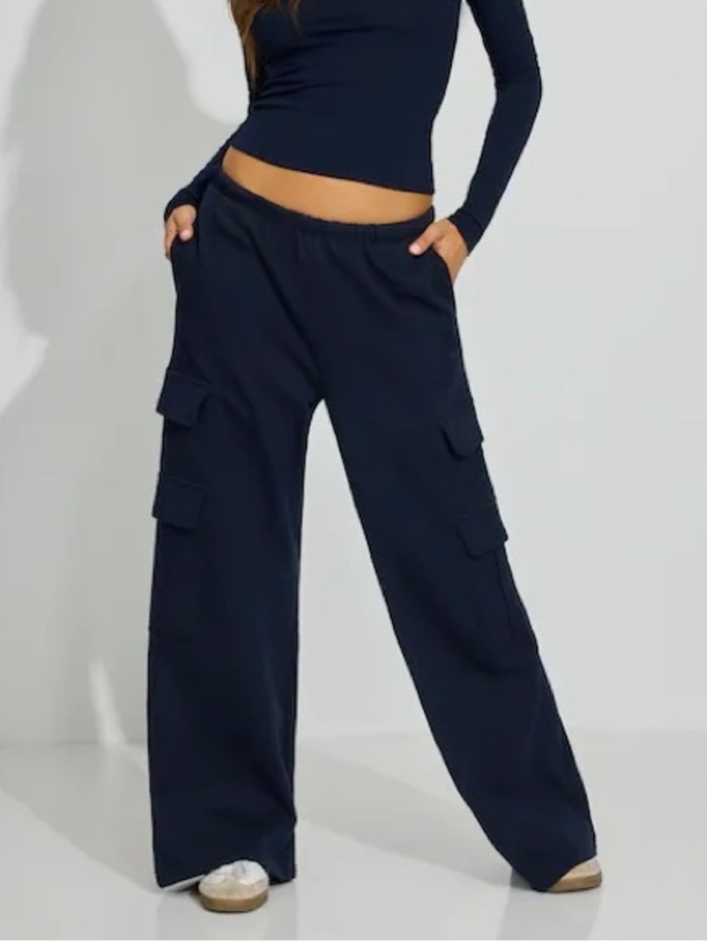 Garage Navy Wide-Leg Cargo Pants